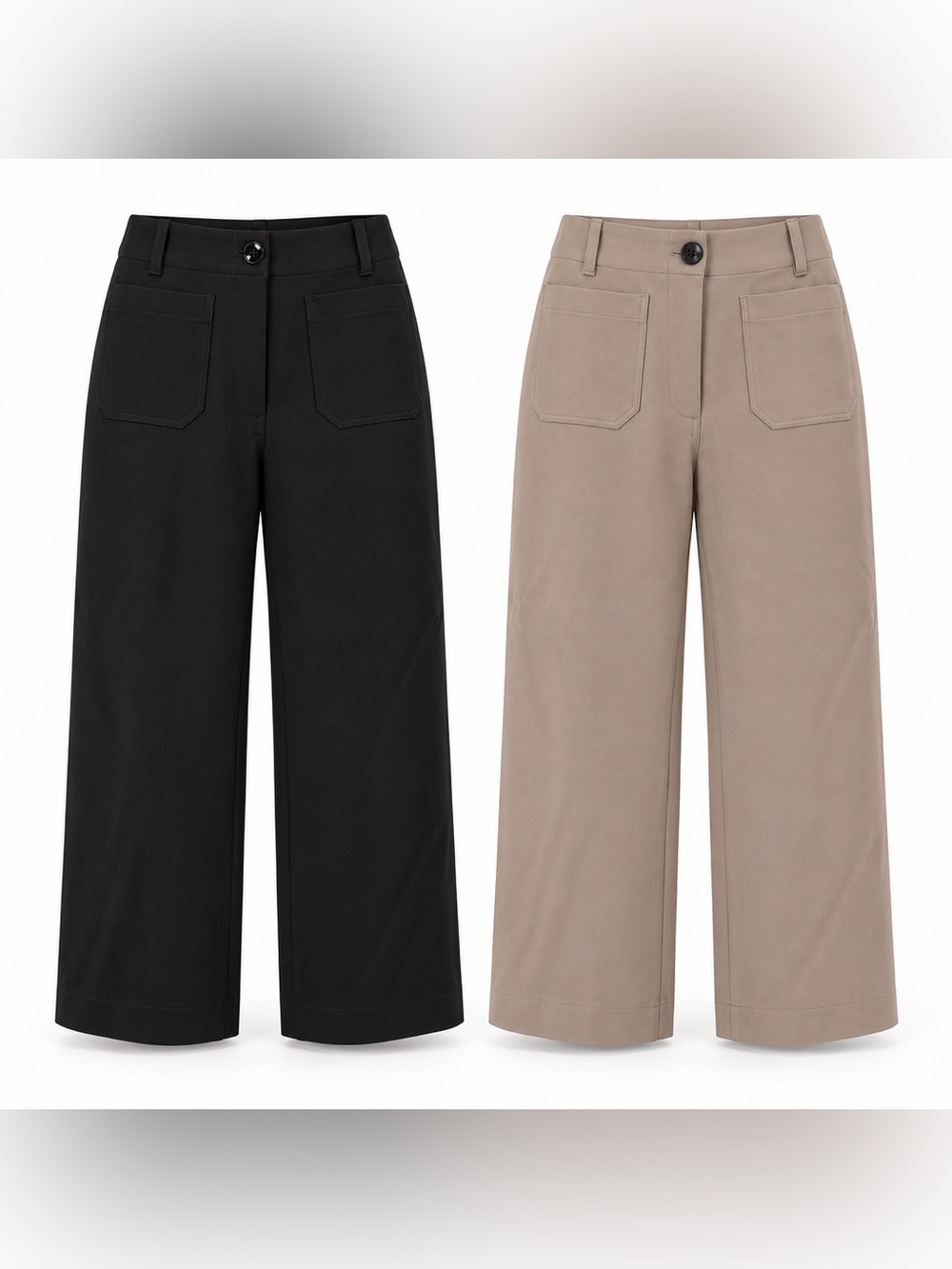 Quince Bundle 2 Ultra-Stretch Ponte Cropped Wide Leg Pants Size 10 NWT